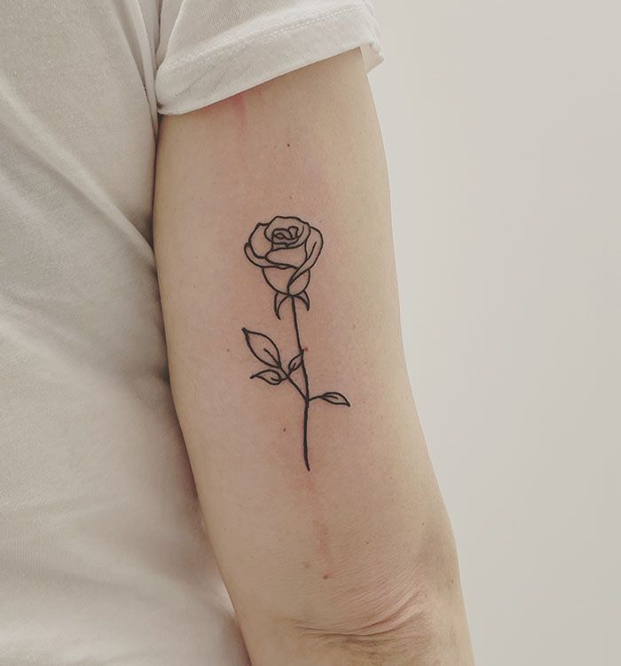 lijn roos tattoo